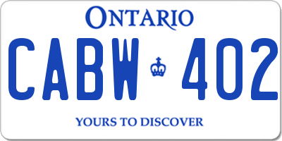 ON license plate CABW402