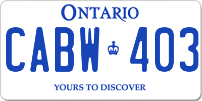 ON license plate CABW403