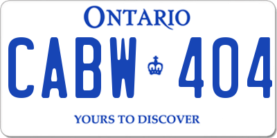 ON license plate CABW404