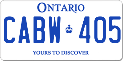 ON license plate CABW405