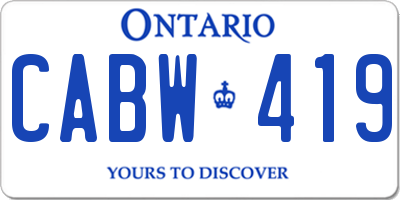 ON license plate CABW419