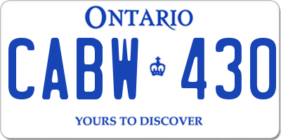 ON license plate CABW430