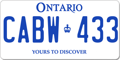 ON license plate CABW433