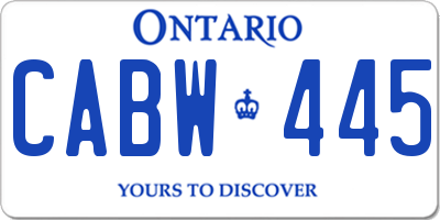 ON license plate CABW445