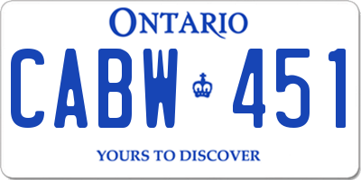 ON license plate CABW451