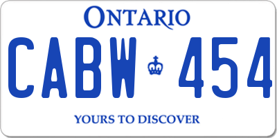 ON license plate CABW454