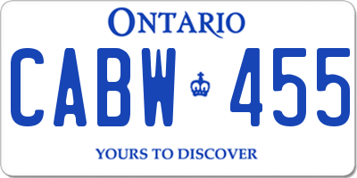 ON license plate CABW455