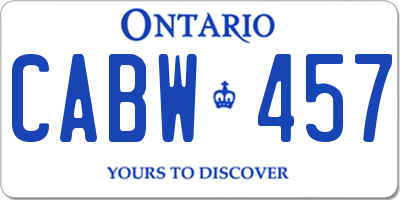 ON license plate CABW457