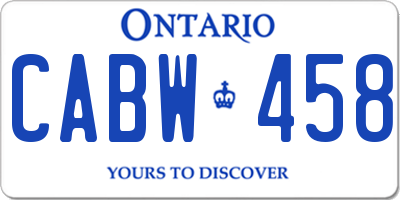 ON license plate CABW458