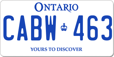 ON license plate CABW463