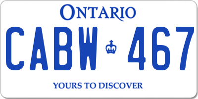 ON license plate CABW467