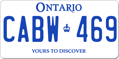 ON license plate CABW469