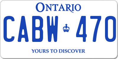 ON license plate CABW470