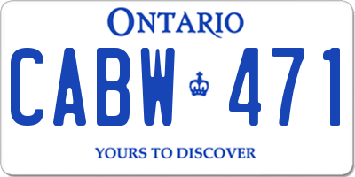 ON license plate CABW471