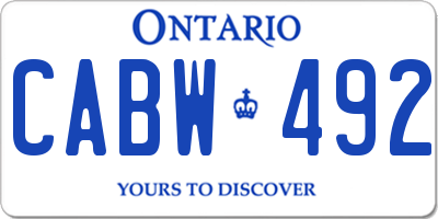 ON license plate CABW492