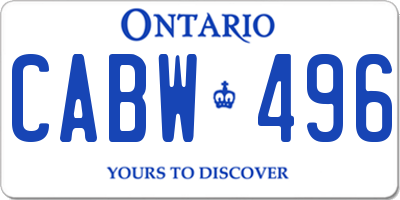 ON license plate CABW496