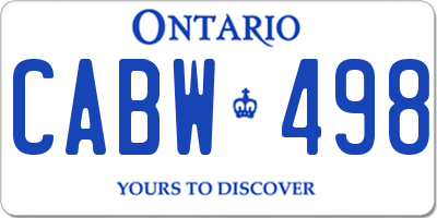 ON license plate CABW498