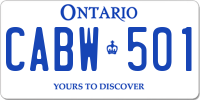 ON license plate CABW501