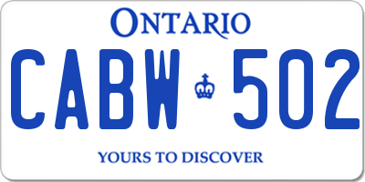 ON license plate CABW502