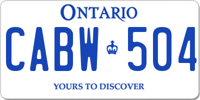 ON license plate CABW504