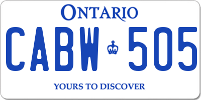 ON license plate CABW505