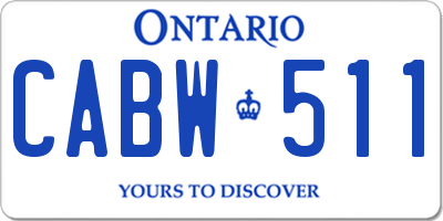 ON license plate CABW511