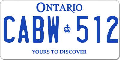 ON license plate CABW512