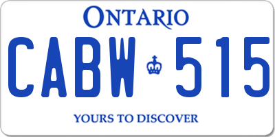 ON license plate CABW515