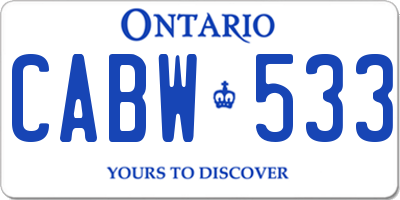 ON license plate CABW533