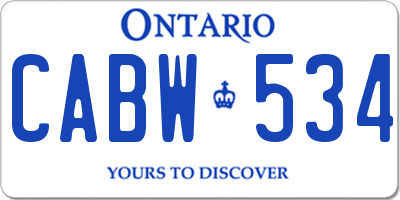 ON license plate CABW534