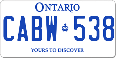 ON license plate CABW538