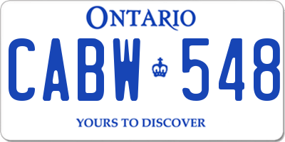 ON license plate CABW548