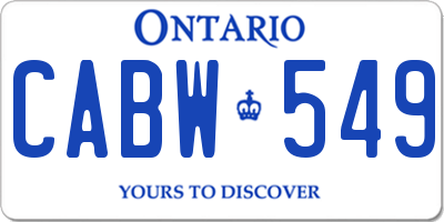 ON license plate CABW549