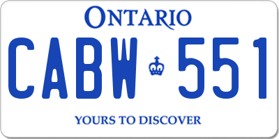 ON license plate CABW551