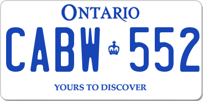 ON license plate CABW552