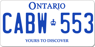 ON license plate CABW553