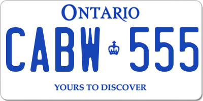 ON license plate CABW555