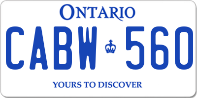 ON license plate CABW560