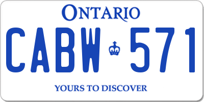 ON license plate CABW571