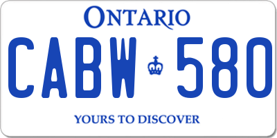 ON license plate CABW580