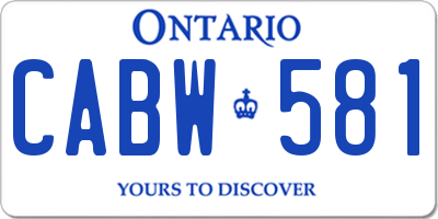 ON license plate CABW581