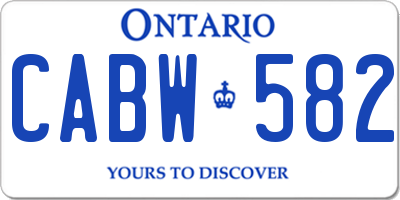 ON license plate CABW582