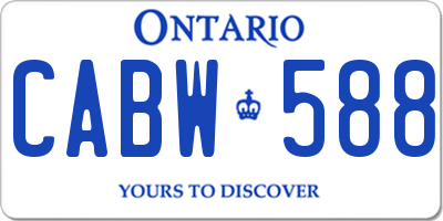 ON license plate CABW588