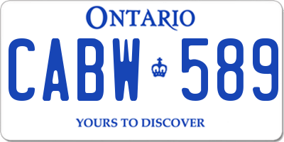 ON license plate CABW589