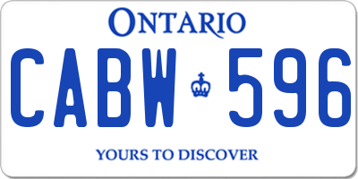 ON license plate CABW596