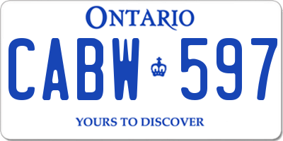 ON license plate CABW597