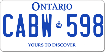 ON license plate CABW598