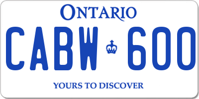 ON license plate CABW600