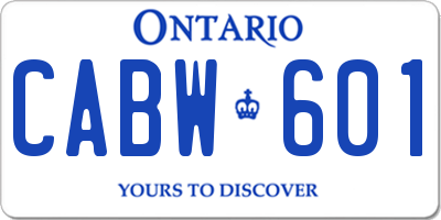 ON license plate CABW601