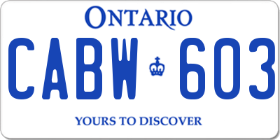 ON license plate CABW603